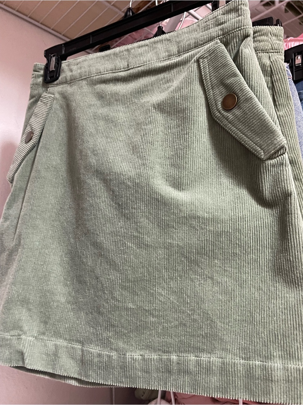 Copper Key Sage Green Corduroy Mini Skirt